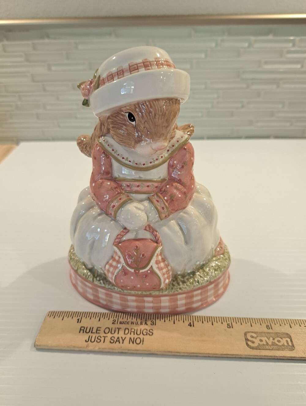 Woodsong Kids Demdaco Bunny 2003 Coin Bank Porcelain Mama Rabbit 6.75" - Picture 5 of 5